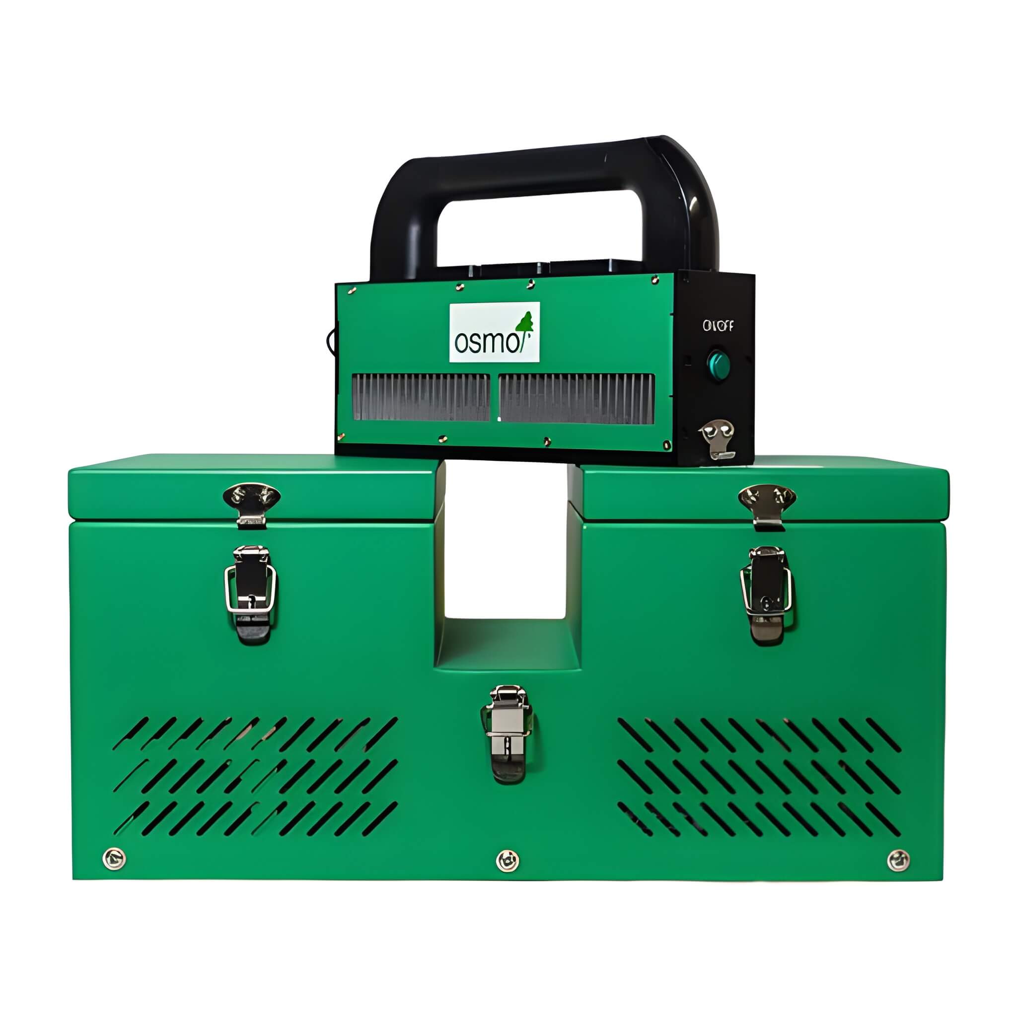 grill, koffer, grüne boxen, osmo grill, grillzubehör