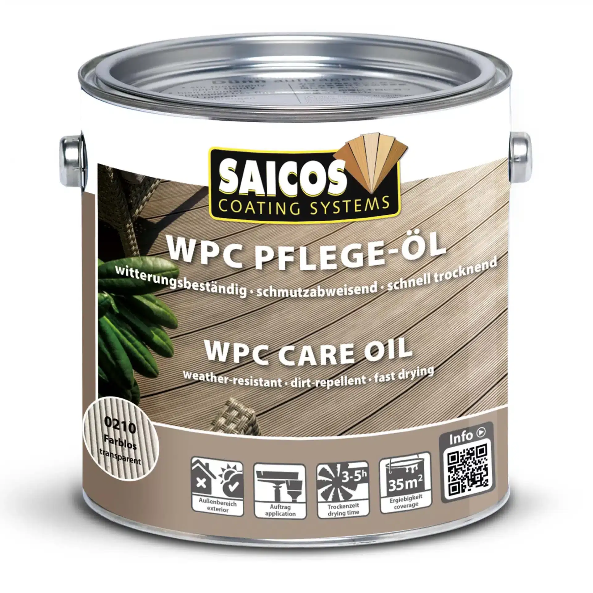 0210_SAICOS-WPC_Pflege-oel_0_75_D_GB 0210 Farblos > 0,75 Liter 0210 Farblos > 0,125 Liter